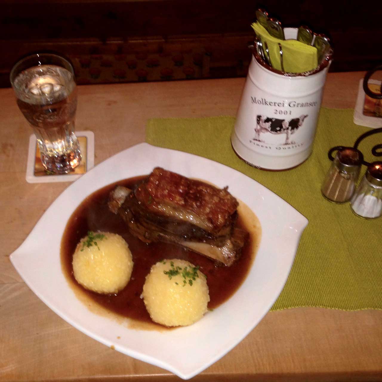 Pork shoulder and potato dumplings at Trödelstuben