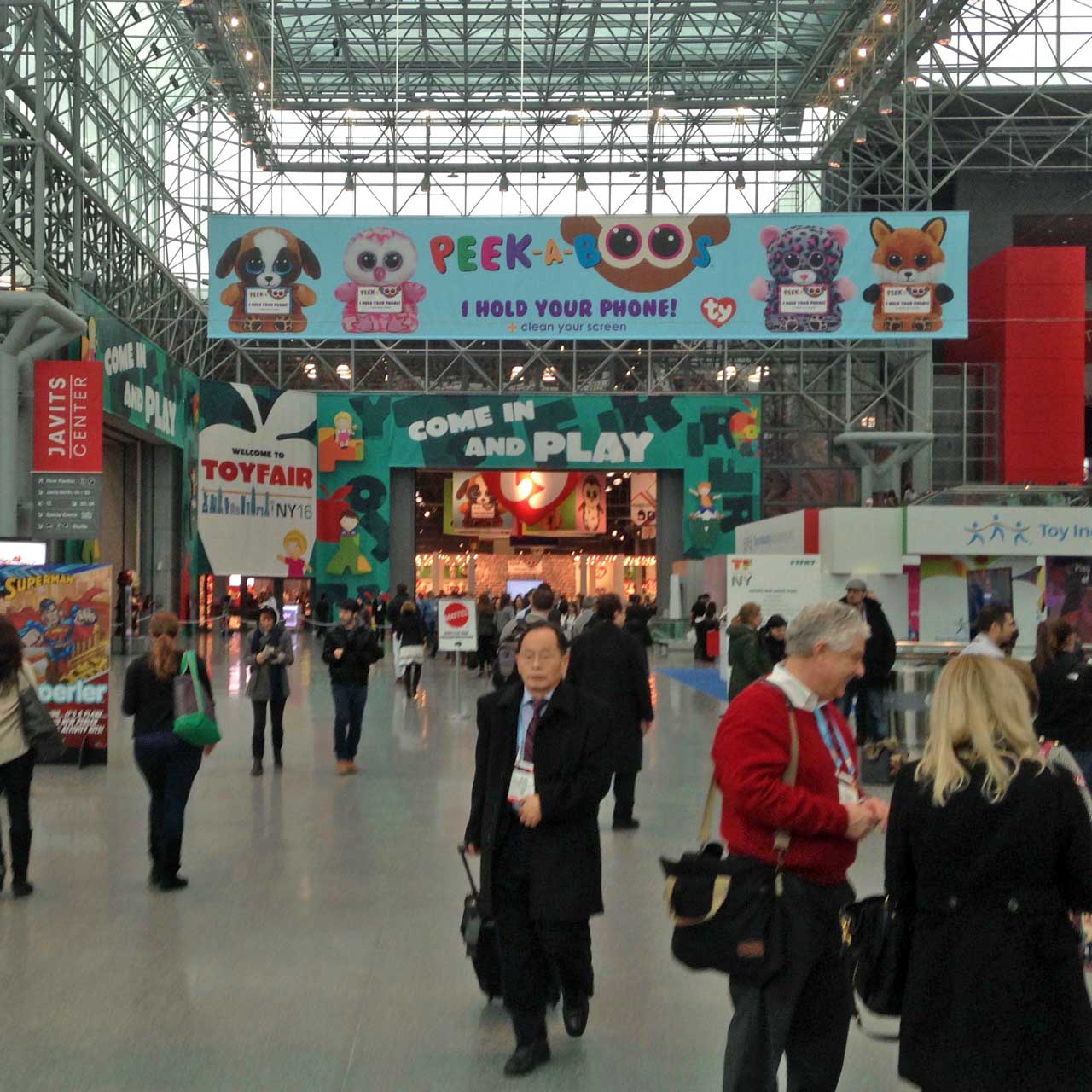 The main entrance area for the toy fair at the Javitz Center