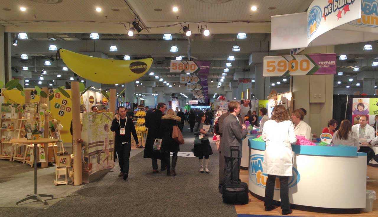 The show floor on the first level contains small to medium size toy makers